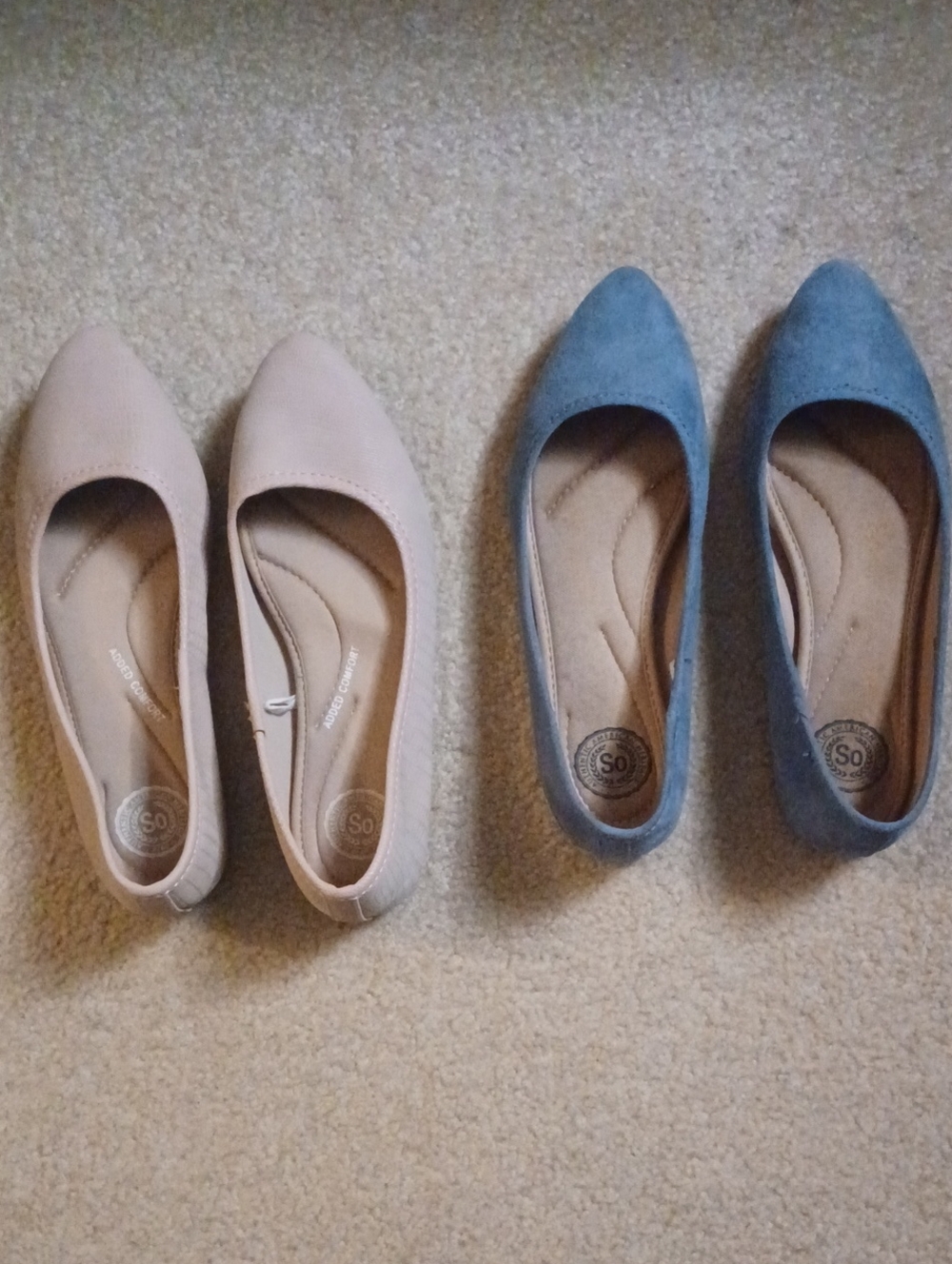 Kohl's SO Women's Pointed-Toe Flats Duo in Tan and Slate Blue Size 6